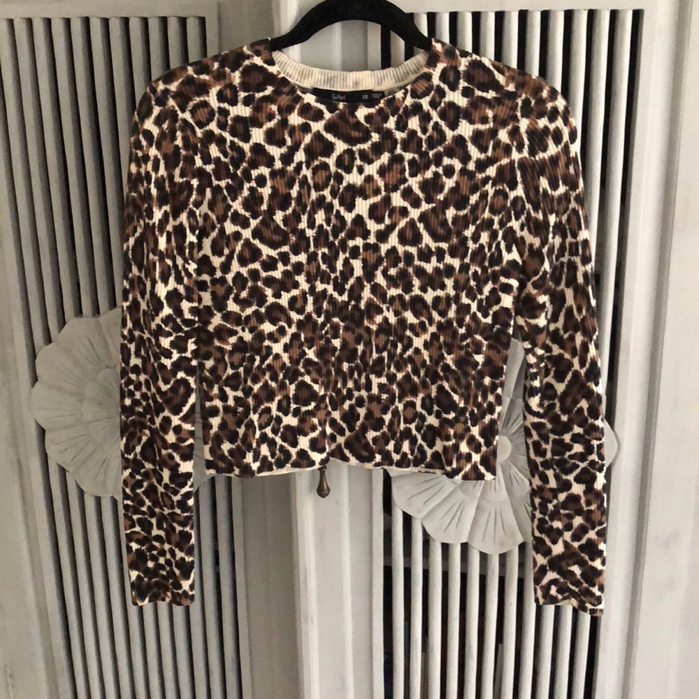 Cheetah print long sleeve crop